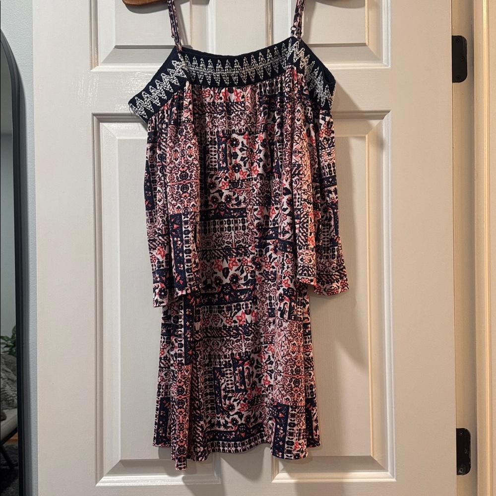 Three Hearts Off-Shoulder Dress with straps in Pink and Navy